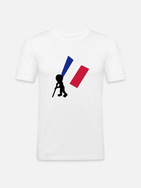 porte drapeau francais - T-shirt près du corps Homme - blanc