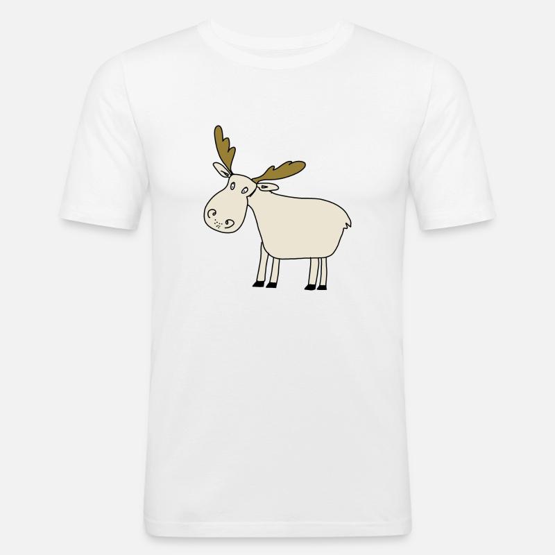 Elch - Männer Slim Fit T-Shirt - Weiß