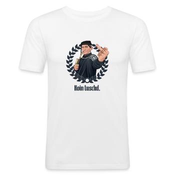Rieser Grantler // Illustration - Männer Slim Fit T-Shirt - Weiß - Vorne - Nik (191cm)
