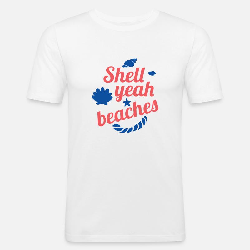 Shell yeah beaches - Männer Slim Fit T-Shirt - Weiß