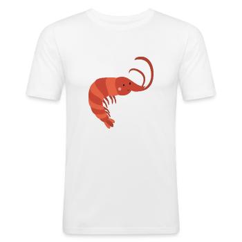 Garnele - Männer Slim Fit T-Shirt - Weiß - Vorne - Nik (191cm)