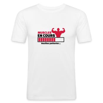 muscles en cours - T-shirt près du corps Homme - blanc - Devant - Nik (191cm)