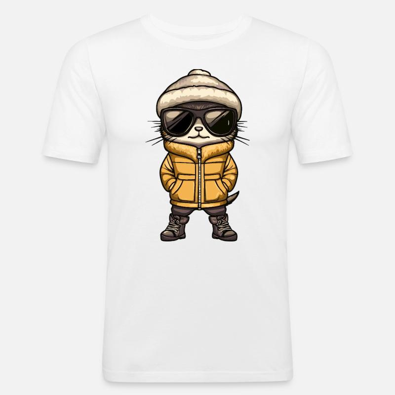 Erdmännchen Cool Comic - Männer Slim Fit T-Shirt - Weiß