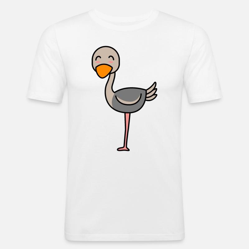 Strauß Comic Tier - Männer Slim Fit T-Shirt - Weiß