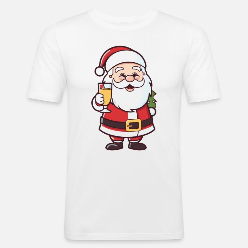 Weihnachtsmann Drinking Comic Weihnachten - Männer Slim Fit T-Shirt - Weiß