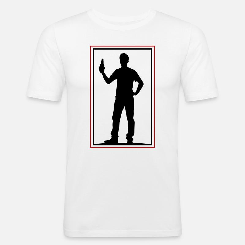 Drinking Bier Silhouette - Männer Slim Fit T-Shirt - Weiß