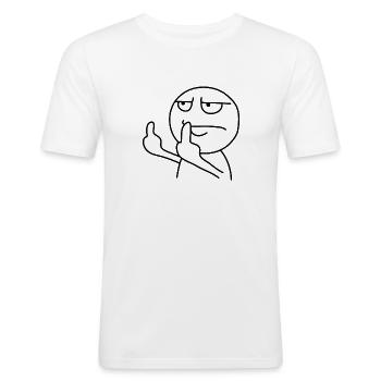 Mittelfinger Fuck You Fuck off Comic Cartoon Humor - Männer Slim Fit T-Shirt - Weiß - Vorne - Nik (191cm)