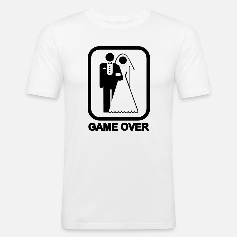 Game Over - Männer Slim Fit T-Shirt - Weiß