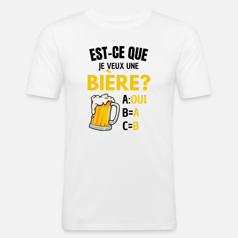 Will ich ein Bier? Beauf Alkoholwitz - Männer Slim Fit T-Shirt - Weiß