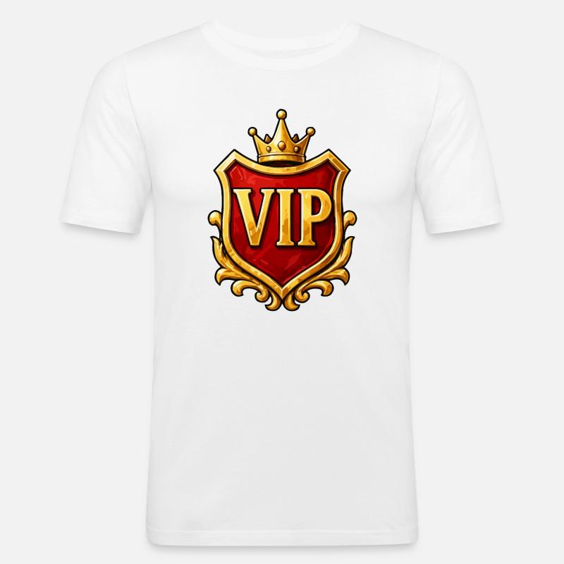 VIP Wappen Krone Emblem - Männer Slim Fit T-Shirt - Weiß