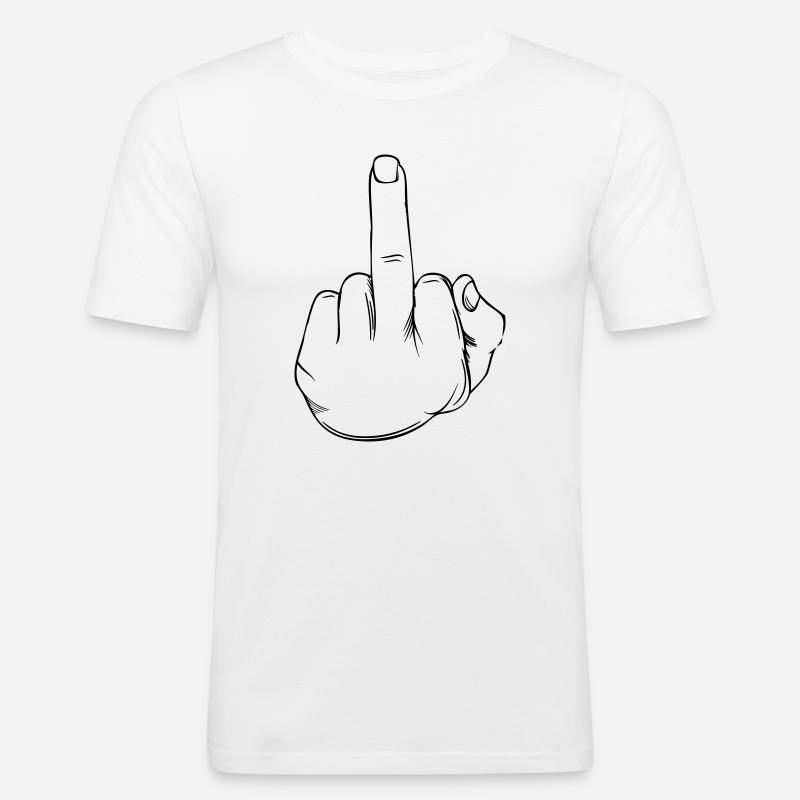 Mittelfinger Statement - Männer Slim Fit T-Shirt - Weiß