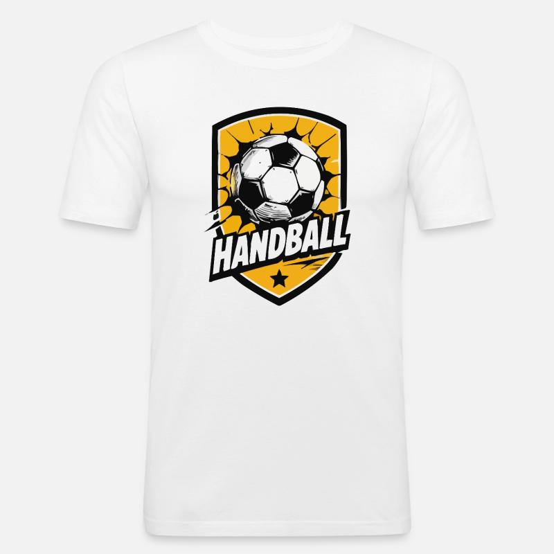 Handball Shield Explosion - Männer Slim Fit T-Shirt - Weiß