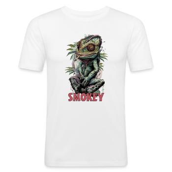 THC Cannabis Chamäleon Smokey - Männer Slim Fit T-Shirt - Weiß - Vorne - Nik (191cm)