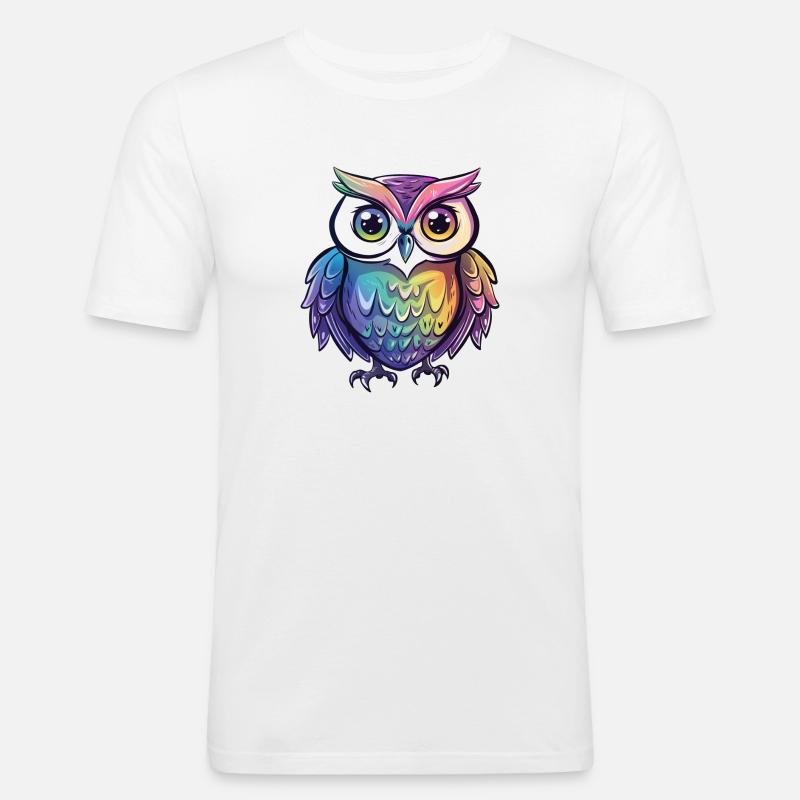 Niedliche Eule Kawaii Maskottchen - Männer Slim Fit T-Shirt - Weiß