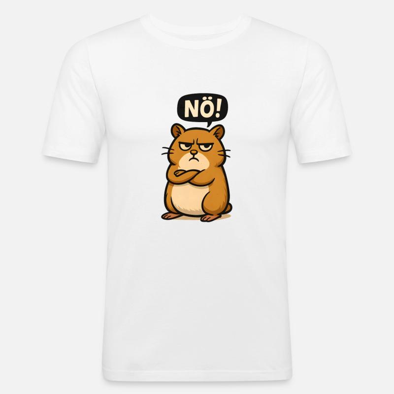 Hamster Einfach Nö Statement Meme - Männer Slim Fit T-Shirt - Weiß
