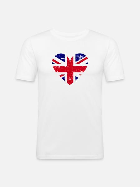 Flag Heart British Flag - Men's Slim Fit T-Shirt - white