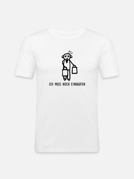 Muss noch einkaufen - Männer Slim Fit T-Shirt - Weiß