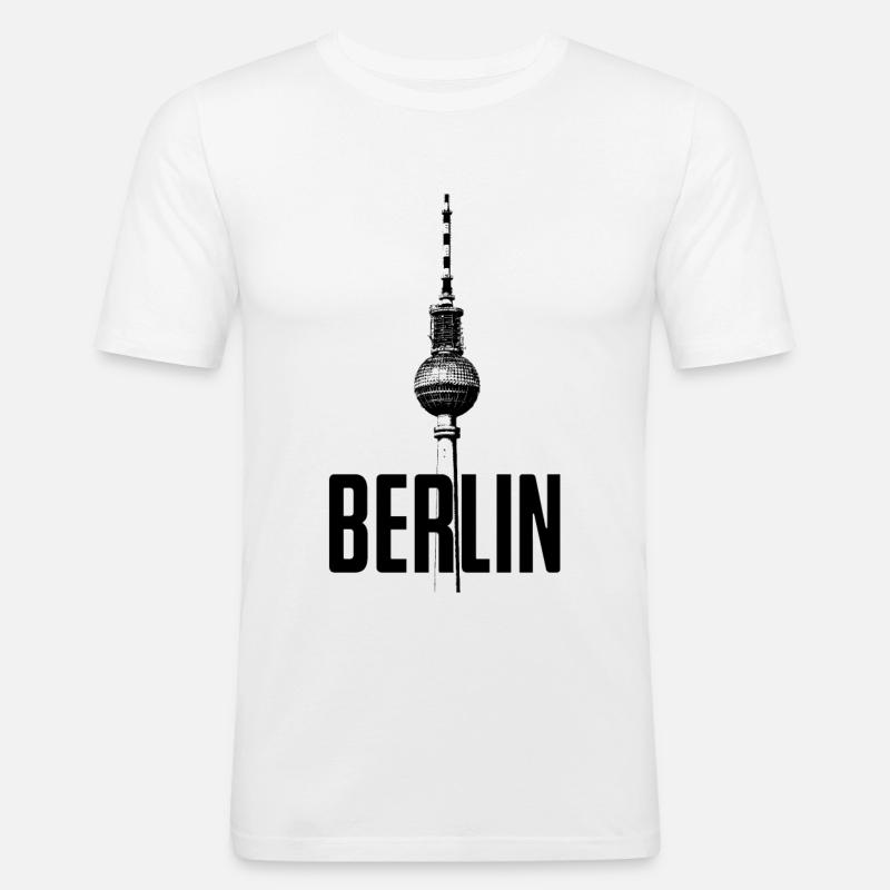 Fernsehturm Berlin - Männer Slim Fit T-Shirt - Weiß