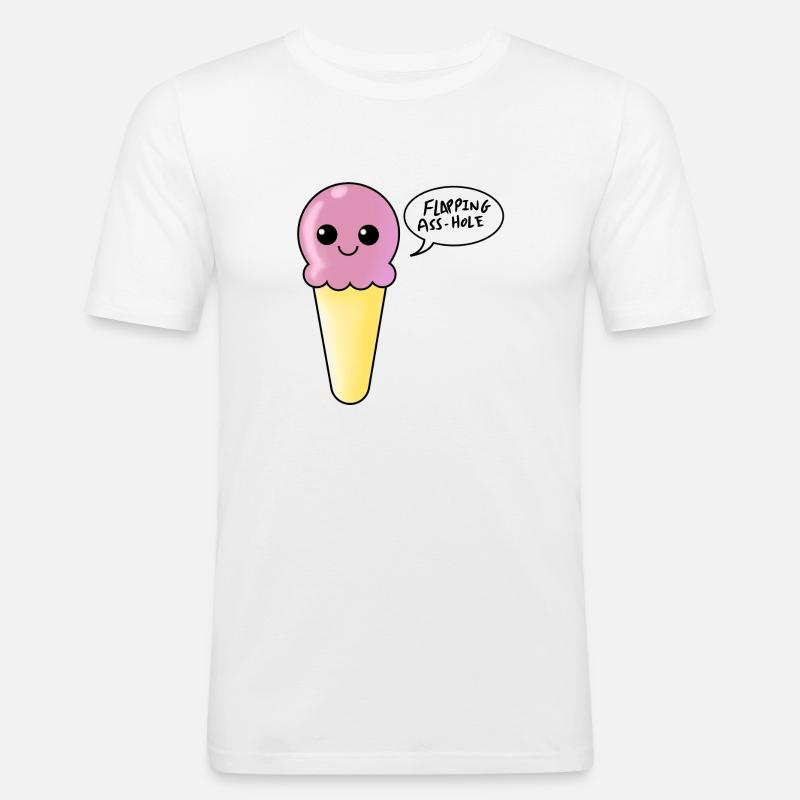 Erdbeer-Eiscreme-Flapping-Arschloch - Männer Slim Fit T-Shirt - Weiß