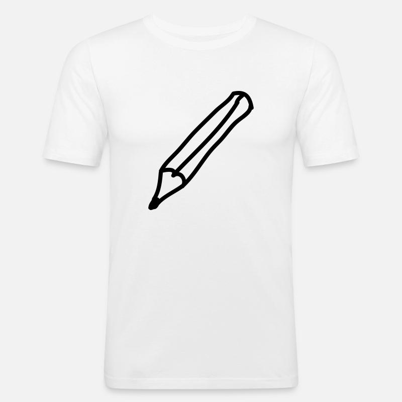 stift_1c - Männer Slim Fit T-Shirt - Weiß