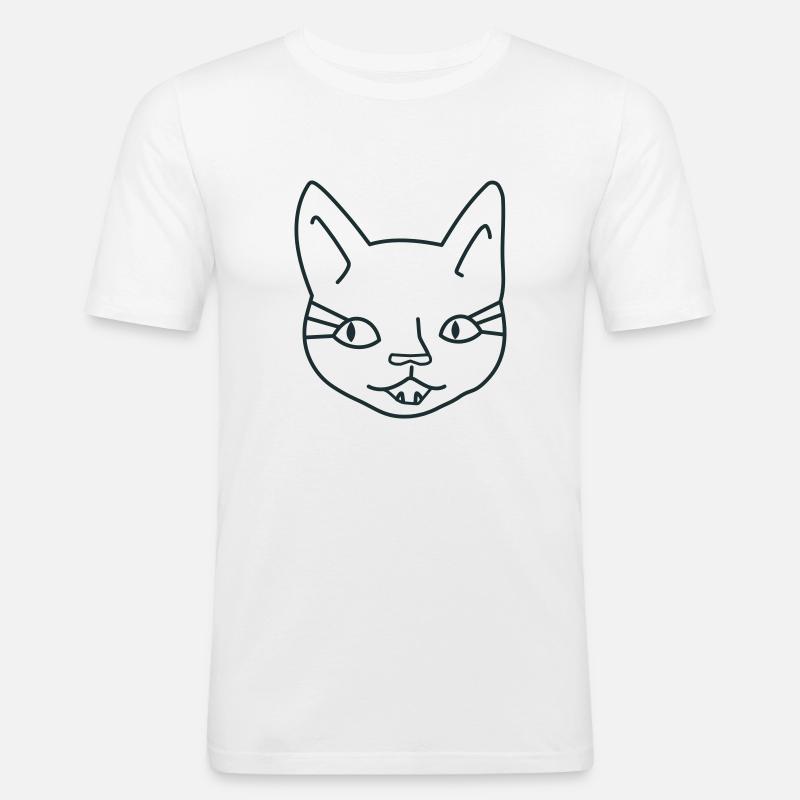 Mädchen Katzengesicht - Männer Slim Fit T-Shirt - Weiß