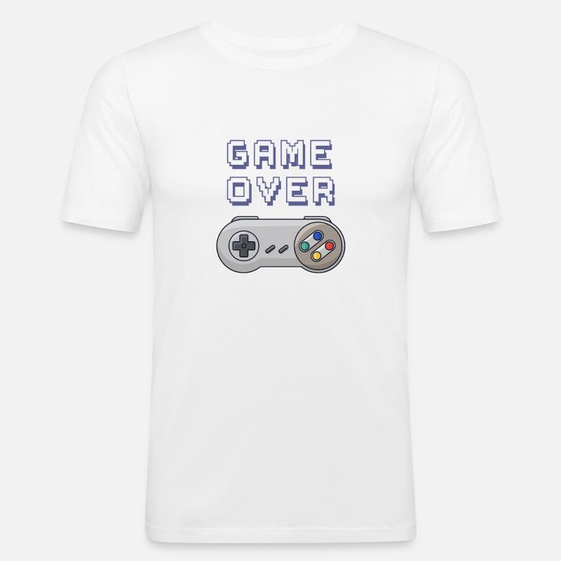 Game Over Retro-Gaming-Controller - Männer Slim Fit T-Shirt - Weiß