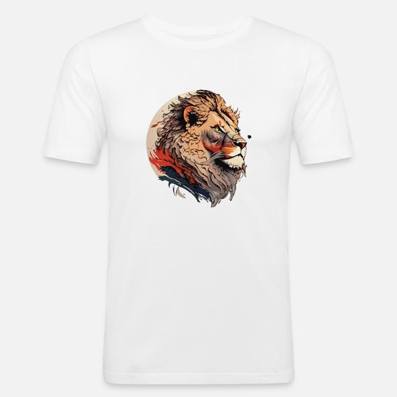 Flammender Löwe - Männer Slim Fit T-Shirt - Weiß