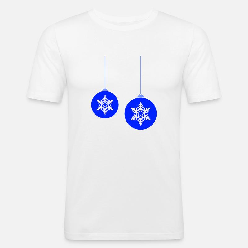 Weihnachtskugeln Stern - Männer Slim Fit T-Shirt - Weiß