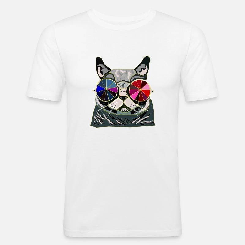 Coole Katze Geschenkidee - Männer Slim Fit T-Shirt - Weiß