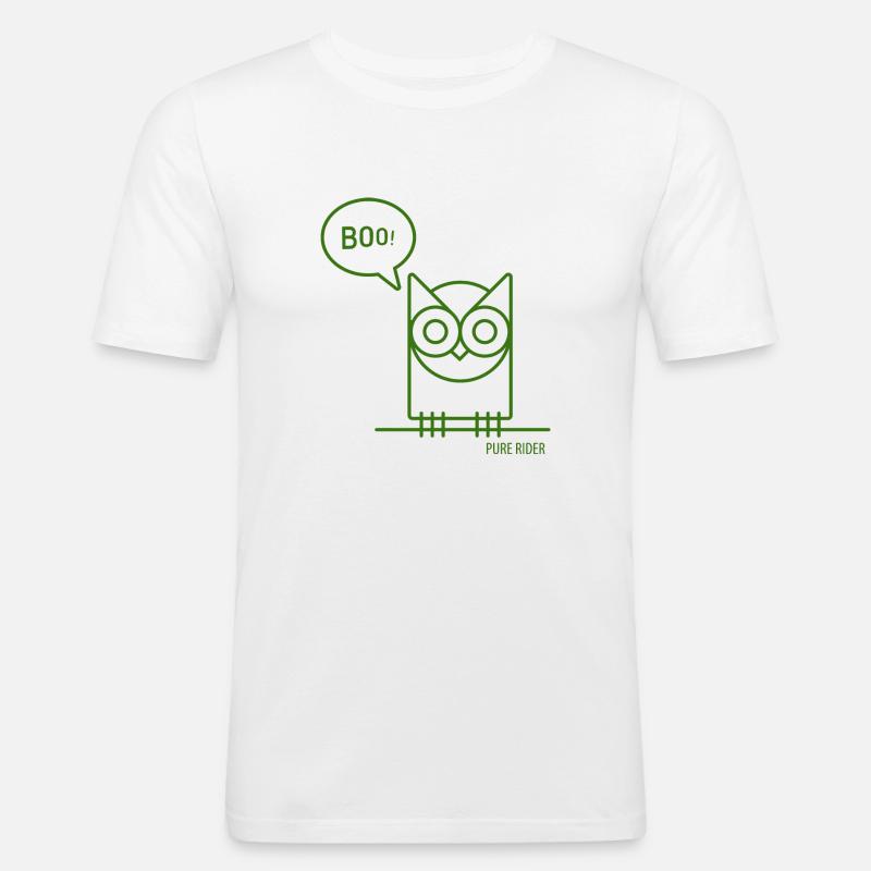PureRider Eule - Männer Slim Fit T-Shirt - Weiß