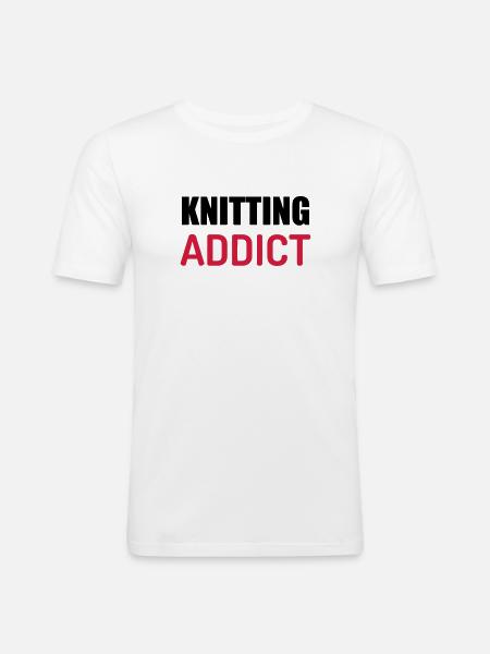 Stricken / stricker / Sticken / mode - Männer Slim Fit T-Shirt - Weiß