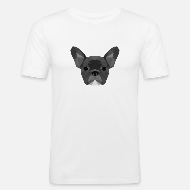 Low Poly Frenchie grey - Männer Slim Fit T-Shirt - Weiß