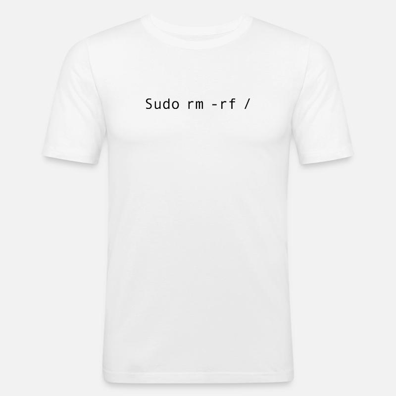 Linux Coding Sudo rm -rf / - T-shirt près du corps Homme - blanc