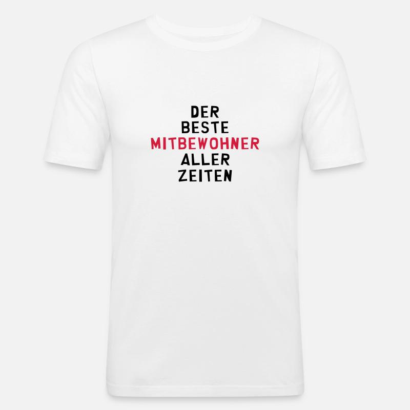 Mitbewohner Mitbewohnerin Freund Freundschaft Nähe - Männer Slim Fit T-Shirt - Weiß