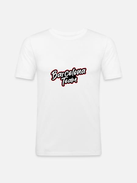 Barcelona Team - Männer Slim Fit T-Shirt - Weiß