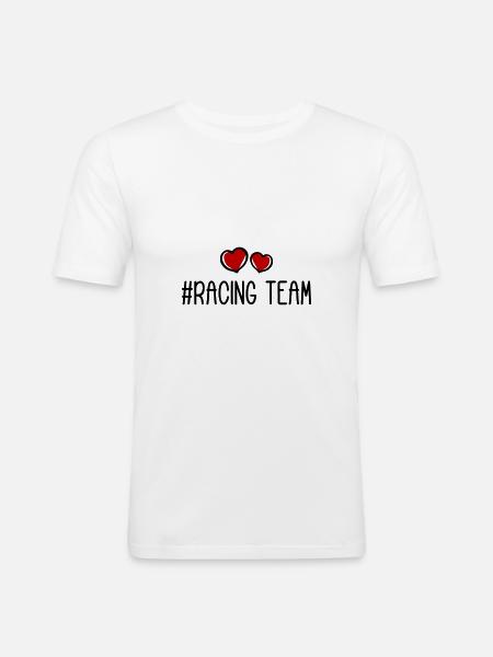 Racing Team Herz - Männer Slim Fit T-Shirt - Weiß