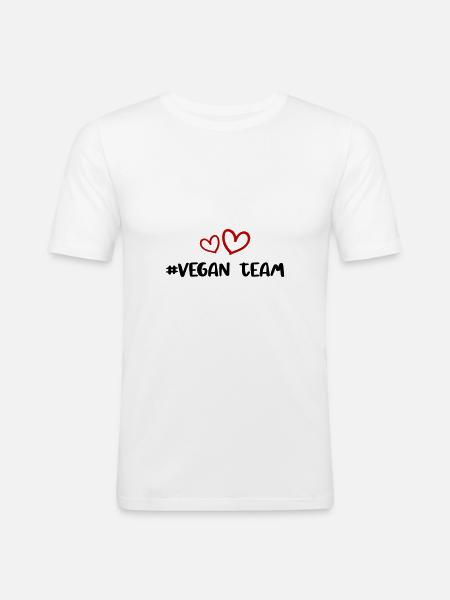 Vegan Team Herz - Männer Slim Fit T-Shirt - Weiß