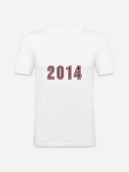 2014 Year Number - Men's Slim Fit T-Shirt - white