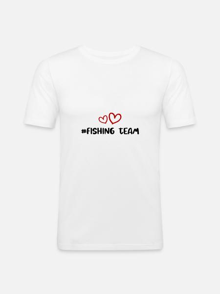 fishing team herz - Männer Slim Fit T-Shirt - Weiß