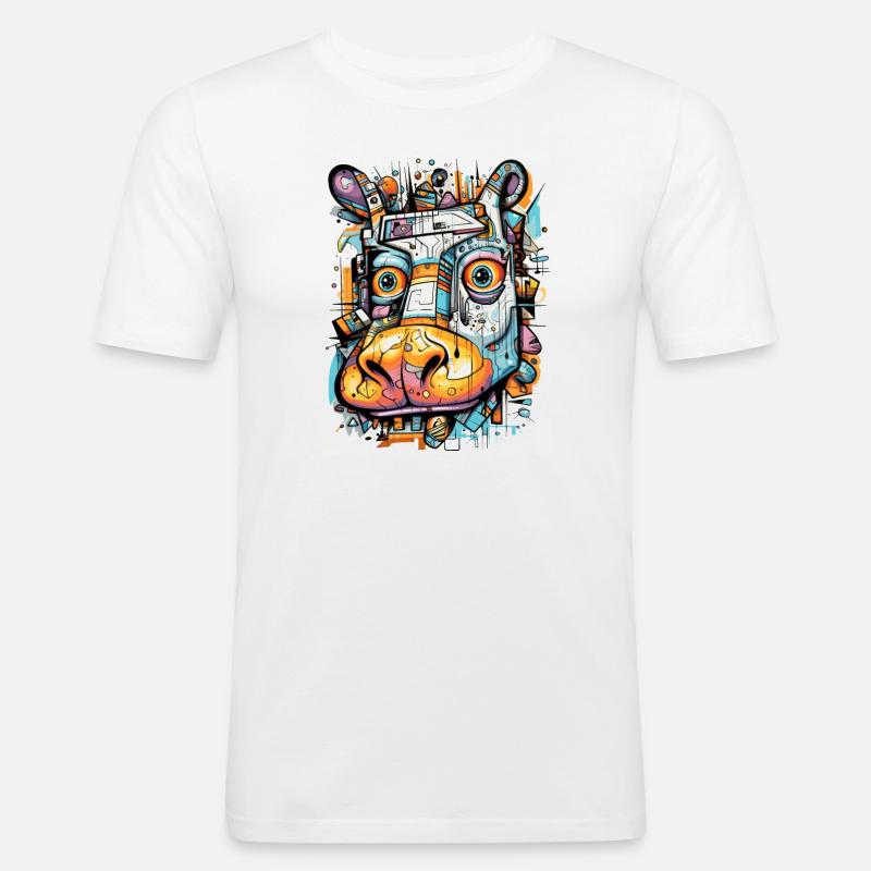 Lächelndes Nilpferd - Männer Slim Fit T-Shirt - Weiß