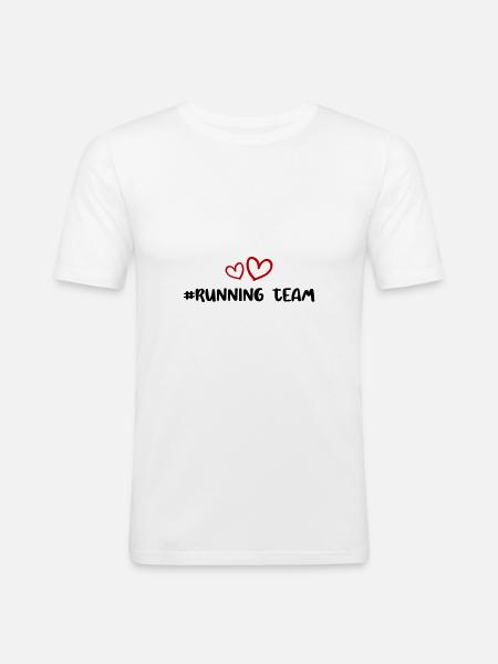 Running Team Herz - Männer Slim Fit T-Shirt - Weiß