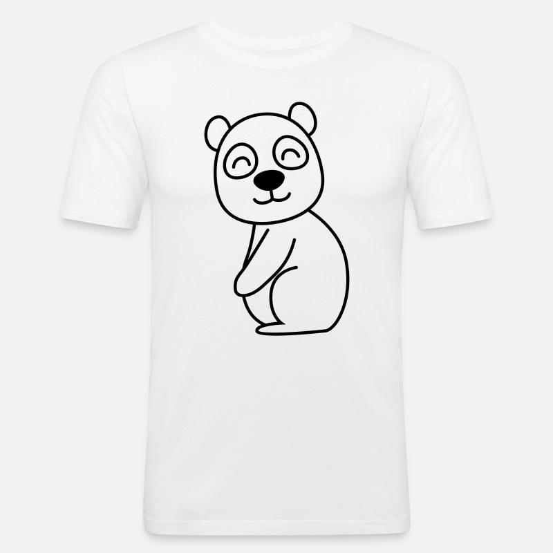 Panda Comic Tier - Männer Slim Fit T-Shirt - Weiß