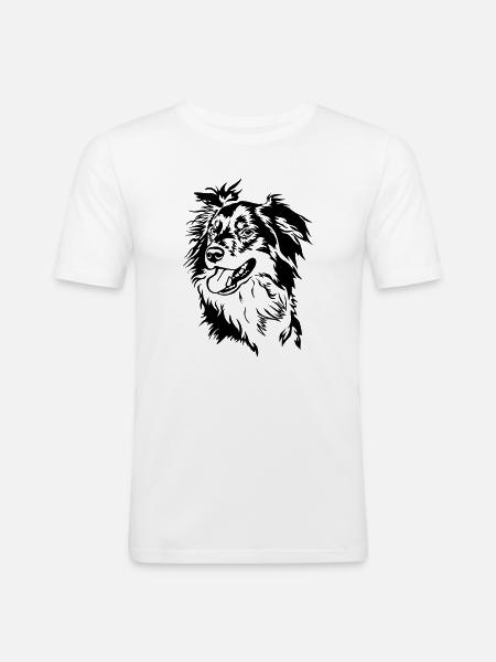 Border Collie head - Men's Slim Fit T-Shirt - white