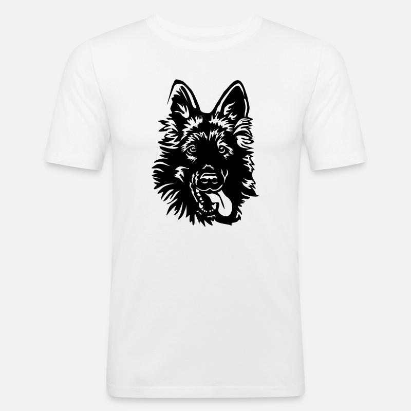 Deutscher Schäferhund Kopf - Männer Slim Fit T-Shirt - Weiß