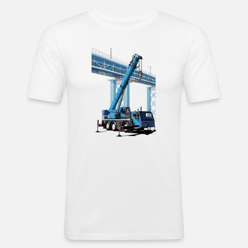 Mobile crane assembles bridge sections - Men's Slim Fit T-Shirt - white