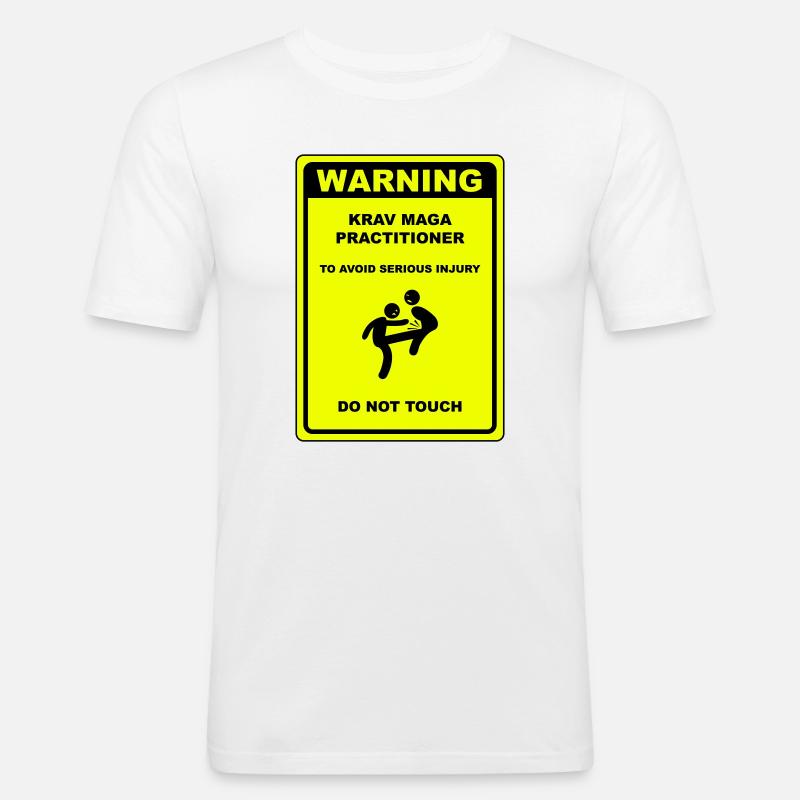 Warning! Krav Maga practitioner! - Men's Slim Fit T-Shirt - white