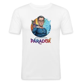Cosmo-Schrödinger-Paradoxon - Männer Slim Fit T-Shirt - Weiß - Vorne - Nik (191cm)