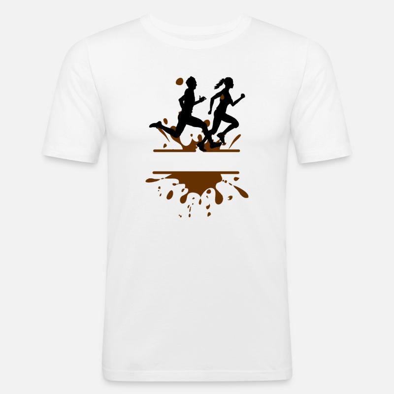 Mud Run Challenge – Mann & Frau Schlamm - Männer Slim Fit T-Shirt - Weiß