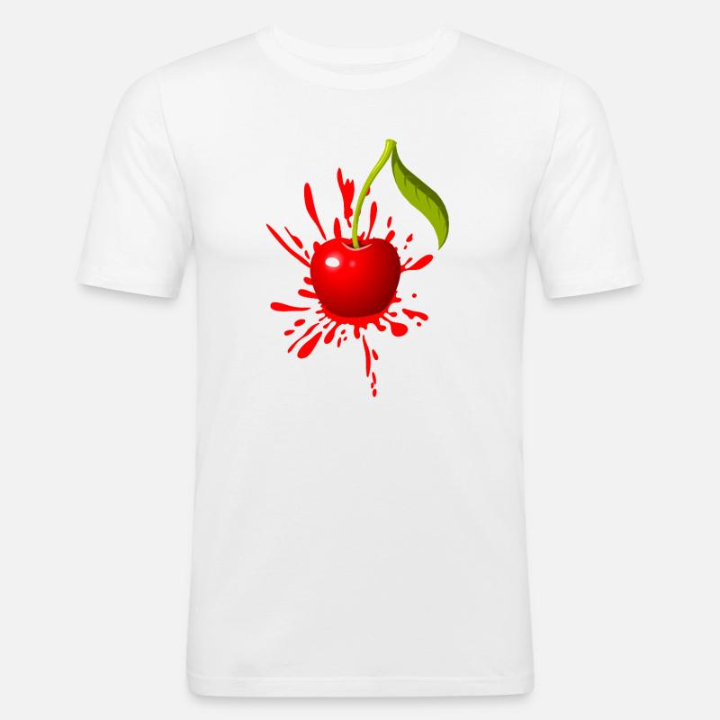 Kirsche Farbexplosion - Männer Slim Fit T-Shirt - Weiß