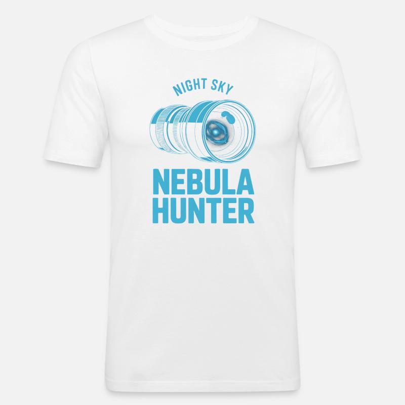 Nebula Hunter Night Sky Telescope Tee - Men's Slim Fit T-Shirt - white